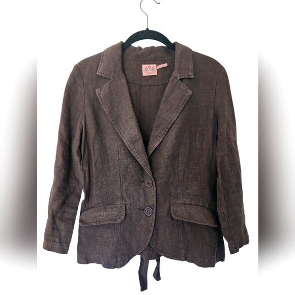 Juicy Couture Jackets & Blazers - vintage JUICY COUTURE brown linen blazer jacket, size 8